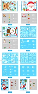 Detailed sheet view showing multiple Christmas window stickers with various holiday motifs