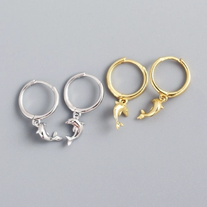 Orecchini In Argento Sterling 925 Carini E Avventati Per Donne Con Delfino Lucidato