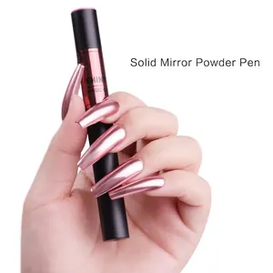 Rose gold cushion nail magic pen for mirror effect chrome finish on white background