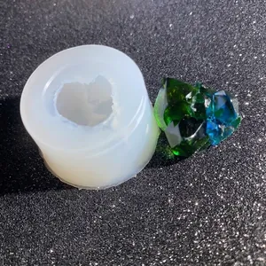 DIY silicone mold for crystal cluster resin art with finished gradient stone display