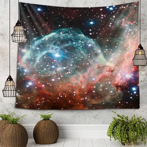 Tapisserie moderne nébuleuse abstraite avec galaxie bleue pour décoration murale