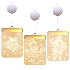 LED snowman and Santa bell hanging lights with suction cups for Christmas tree decoration