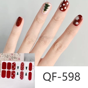 Christmas nail stickers set with red trees and snowflake patterns for DIY manicure