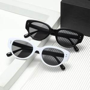 Lunettes De Soleil Oeil De Chat Pour Femmes Y2K Petit Cadre Ovale Plastique Protection UV400 Rivet Vintage Mode De Rue