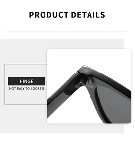 Detail of durable hinge on black square sunglasses with not easy to loosen design