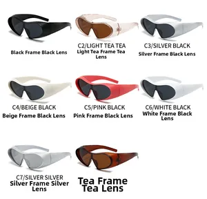 Steampunk wraparound sunglasses in multiple colors with textured frame details