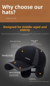 Detailed close-up of winter baseball cap with plush lining and ear protection flaps