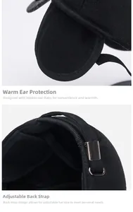 Detail view of winter baseball cap showing hidden earflaps and adjustable metal buckle