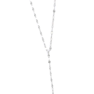 Collier élégant en Y en acier inoxydable 316L argenté avec maillons en forme de goutte