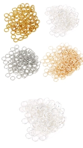 Assorted bulk open jump rings in gold, silver, and rose gold for DIY jewelry making