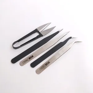 Precision Stainless Steel Tweezers And U Shaped Scissors For Jewelry Making DIY Hand Tools Anti Magnetic Anti Static