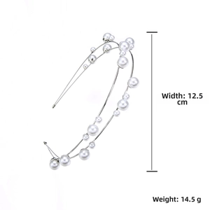 Detailed view of double-layer pearl headband with 12.5cm width and 14.5g weight info