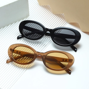 Modische Ovale Sonnenbrille Mit Sternnieten Retro UV400 Schutz PC Gläser Mode Brille Für Frauen Streetwear