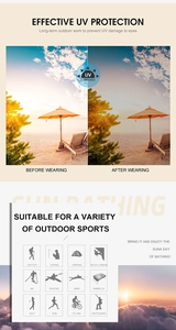 UV protection and polarized lens demonstration with outdoor activity icons for sunglasses