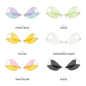 Frameless dragonfly wing sunglasses in six vibrant colors with fine biomimetic patterns
