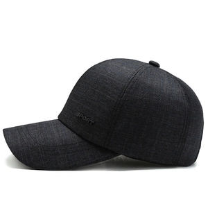 Classic grey baseball cap for elderly men with sport embroidery and curved brim