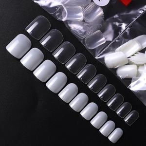 500pcs square clear and natural false nail tips in ten different sizes 0-9