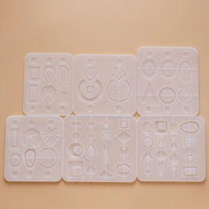 6-piece geometric silicone mold set for DIY crystal resin earrings and jewelry making