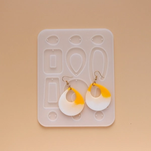 DIY resin jewelry silicone mold with teardrop earrings and geometric shapes for casting