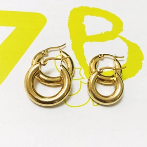 Classic 18k gold plated stainless steel chunky hoop earrings set for women daily wear