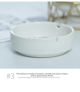 Macro shot of white ceramic ashtray showing smooth texture and easy-clean surface