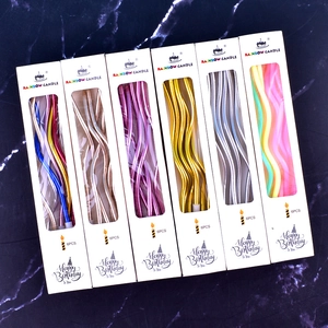 Spiral Birthday Candles Paraffin Wax Metallic Wave Shape Cake Toppers For Party Celebration Decoration