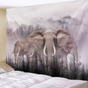 Schlafzimmerszene mit Elefanten Wandteppich zur Dekoration der Wohnung