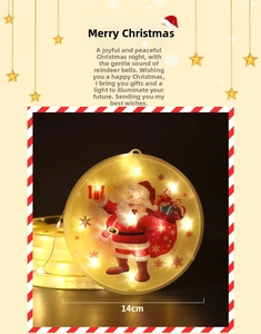 Detail of 14cm LED Christmas light with Santa pattern and warm yellow glow effects