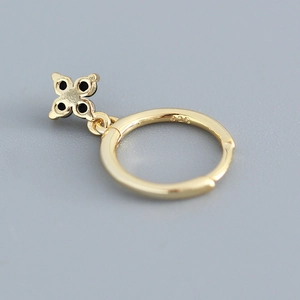 Luxurious S925 sterling silver gold hoop earrings with geometric flower charm pendant