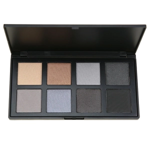 8-color matte and shimmer eyeshadow palette with earthy tones on a white background