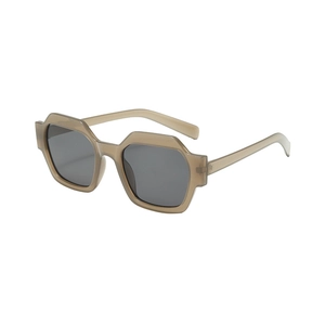 Lunettes de soleil oversize hexagonales champagne avec verres gris foncé pour hommes et femmes