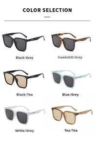 Six options de couleurs assorties pour lunettes de soleil carrées vintage avec métal