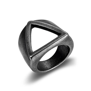 Bague Triangle Creux Vintage En Acier Inoxydable Bijou Géométrique Punk Streetwear Pour Hommes Femmes