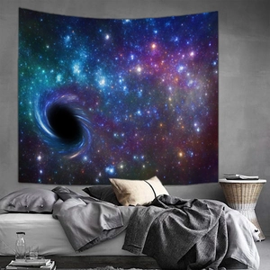 Starry galaxy black hole tapestry wall hanging for bedroom or living room decor