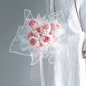Waterproof transparent flower wrapping paper with elegant colored borders for floral bouquets