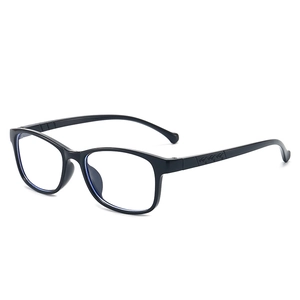 Kids matte black anti-blue light glasses with transparent lenses in a 45-degree side view
