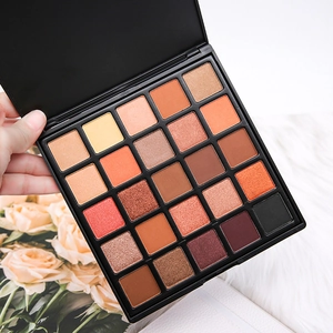 25-color eyeshadow palette with matte and shimmer neutral tones in a black case