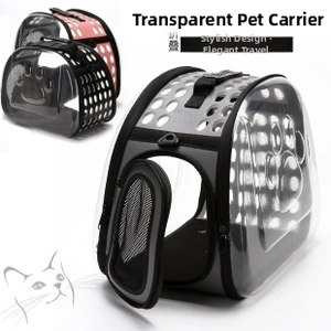 Foldable transparent pet carrier with breathable holes and zipper door in various colors