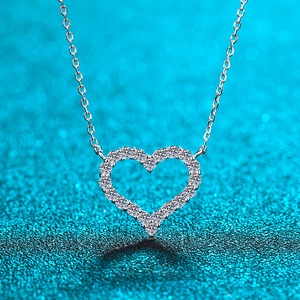 Heart Pendant Necklace 925 Sterling Silver Full Moissanite Pavé Setting Romantic Jewelry For Women Elegant Anniversary Gift