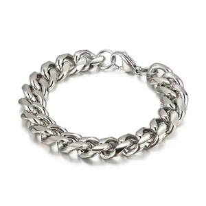 Men Cuban Link Bracelet 316L Stainless Steel Hip Hop Streetwear Heavy Chain Polished Jewelry Accessory