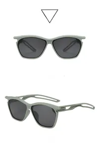 Gray frame Y2K square sunglasses with side hollow-out temple details and gray lenses
