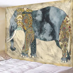 Detail eines böhmischen Elefanten-Wandteppichs mit Paisley-Mustern für Schlafzimmer