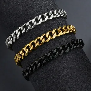 Cuban Link Chain Bracelet Stainless Steel Hip Hop Punk Minimalist Fashion Jewelry For Men Women