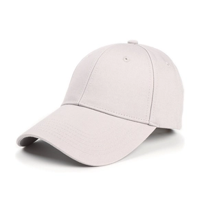 Detail view of the six-panel stitching and curved brim of this cotton baseball cap