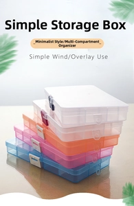 Stackable 15-compartment plastic organizers in four colors with secure snap lids