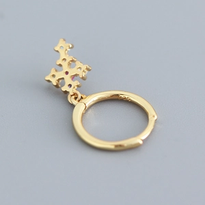 Elegant gold S925 sterling silver hoop earrings with a colorful crystal cross pendant
