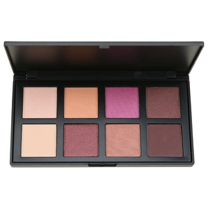 Professional 8-color matte and shimmer eyeshadow palette in earthy and rose tones