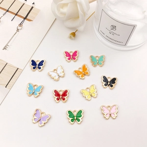 Colorful enamel butterfly pendant charms in 12 assorted colors for DIY jewelry making