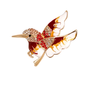 Colorful hummingbird brooch with colorful enamel finish and sparkling crystal accents