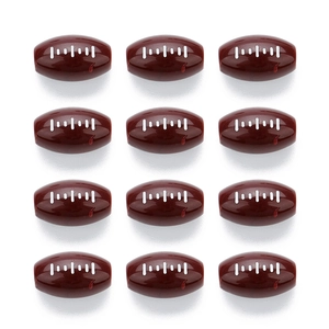 Brown rugby football acrylic spacer beads with white stitching for DIY jewelry making